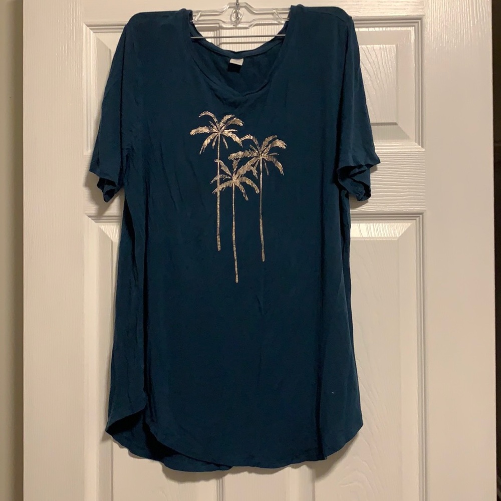 Teal palm tree top